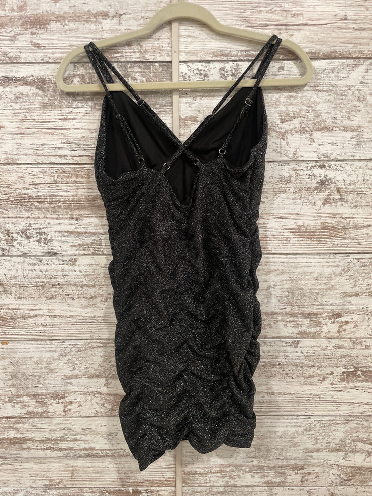 BLACK METALLIC SHORT DRESS