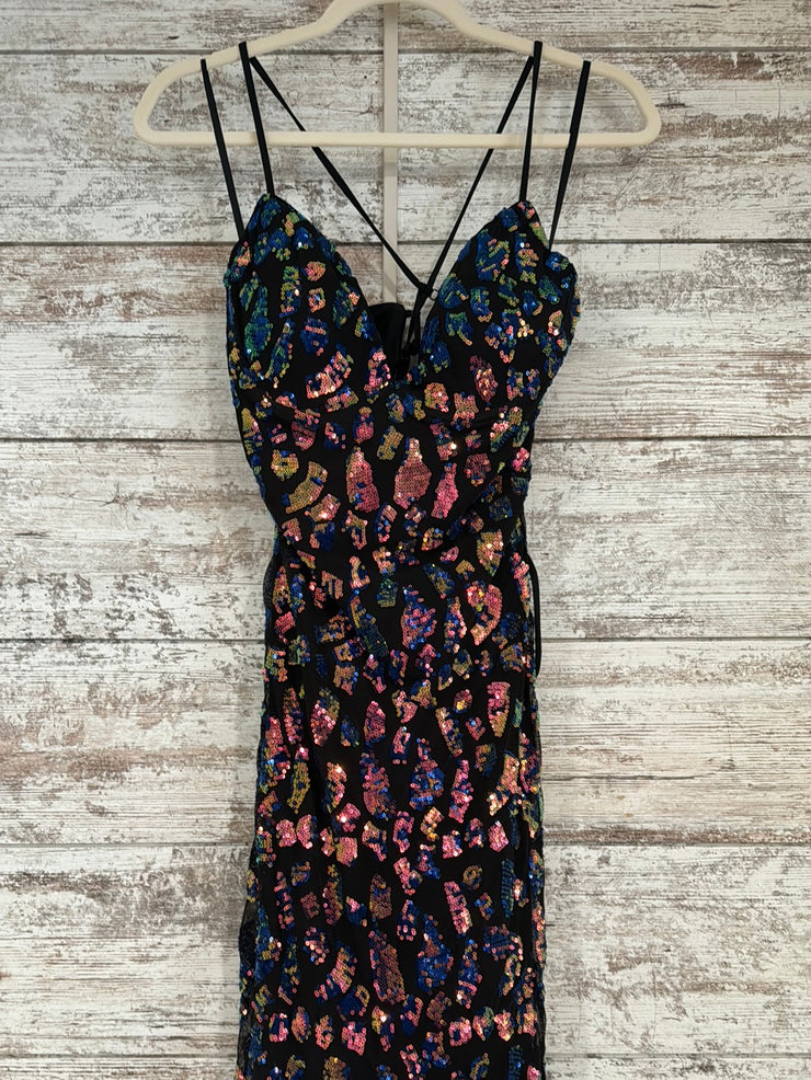 BLACK/COLORFUL LONG DRESS