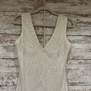 WHITE BEADED LONG DRESS (NEW)