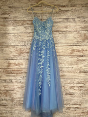 BLUE/FLORAL A LINE GOWN