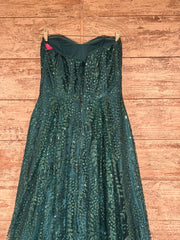 GREEN SPARKLY A LINE GOWN