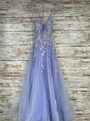 LAVENDER SPARKLY A LINE GOWN