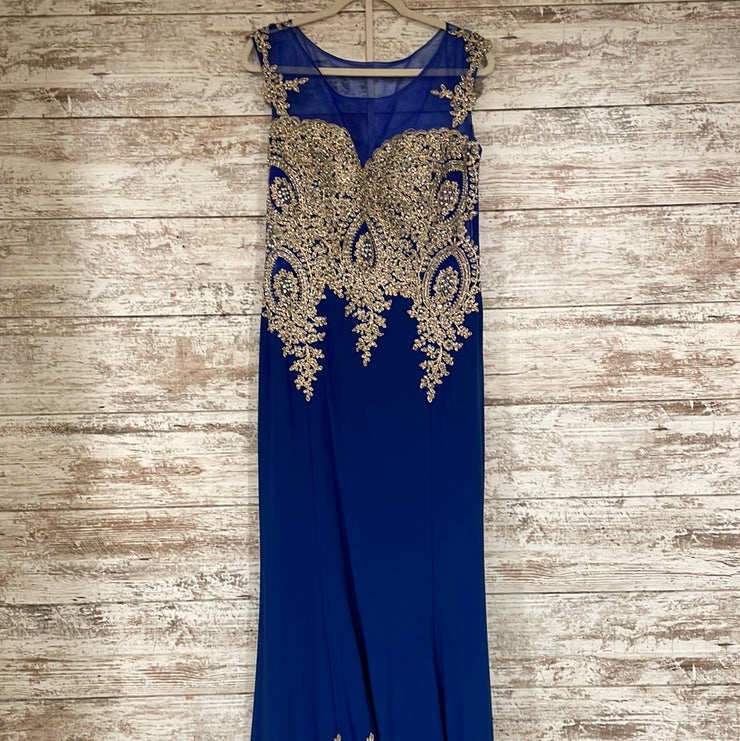 ROYAL BLUE/GOLD LONG DRESS