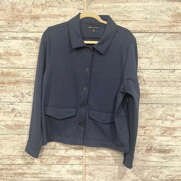 NAVY BUTTON UP JACKET $398