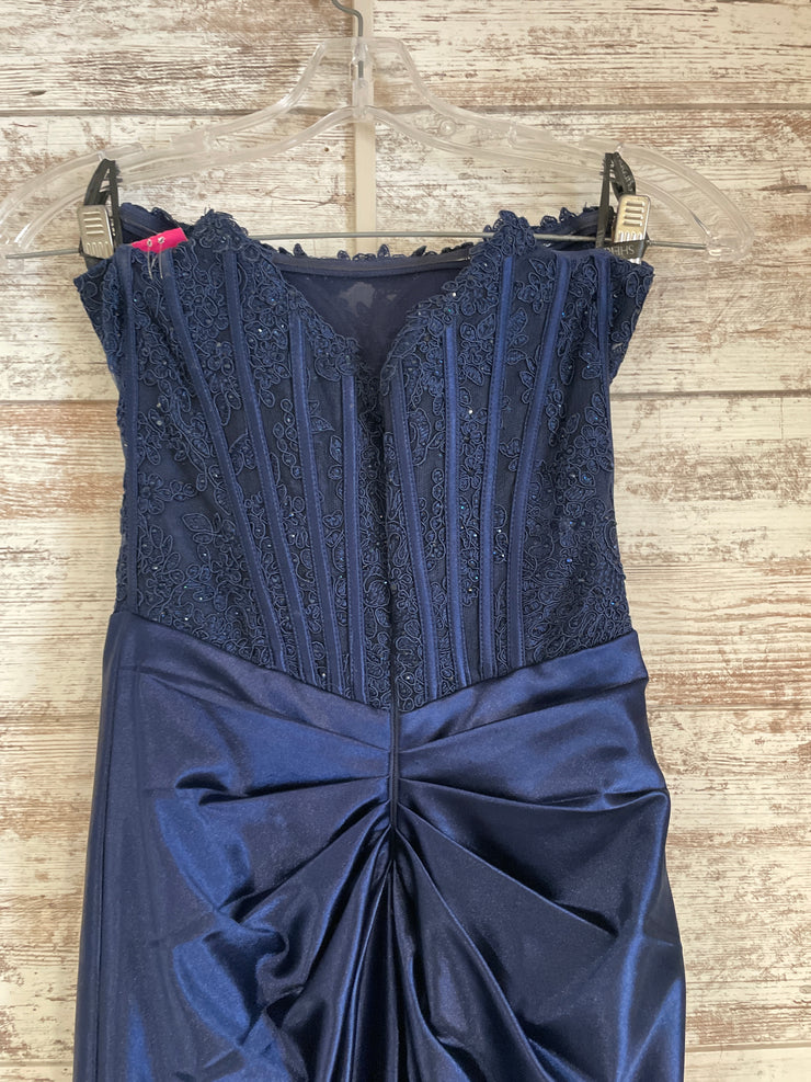 NAVY LONG EVENING GOWN