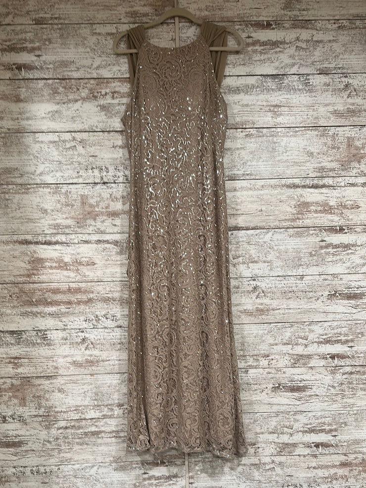 TAN SPARKLY LONG EVENING GOWN