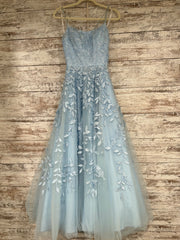 BLUE/FLORAL A LINE GOWN