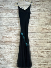 BLACK/TEAL FLORAL LONG DRESS