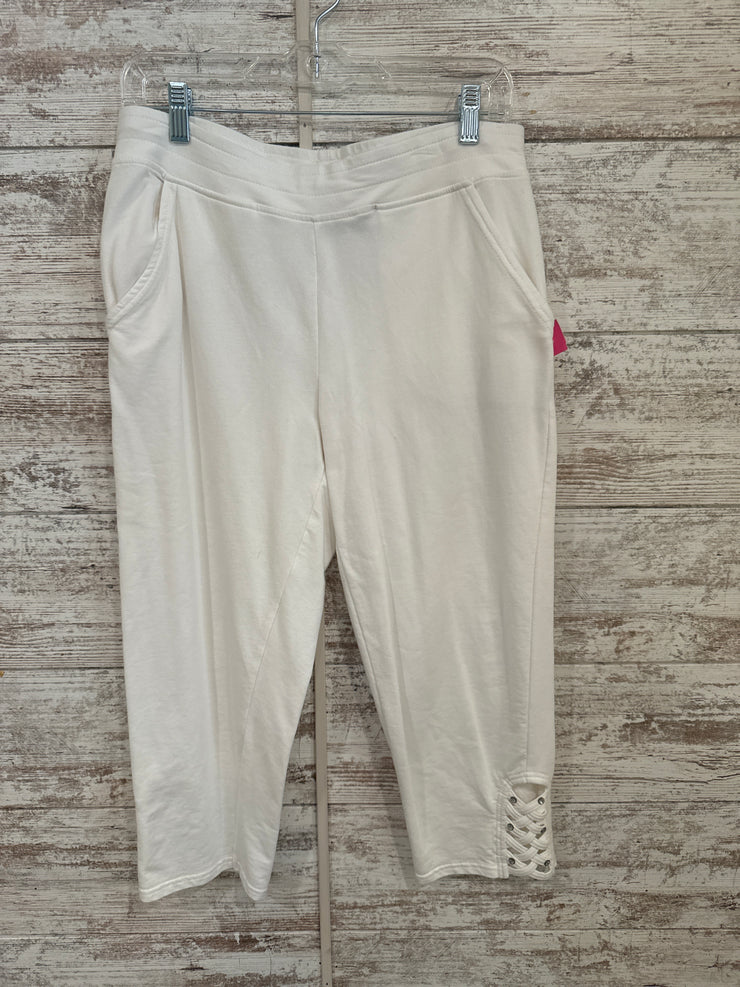 WHITE STRETCH CROP PANTS