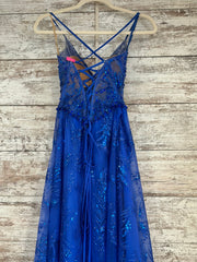 ROYAL BLUE SPARKLY A LINE GOWN