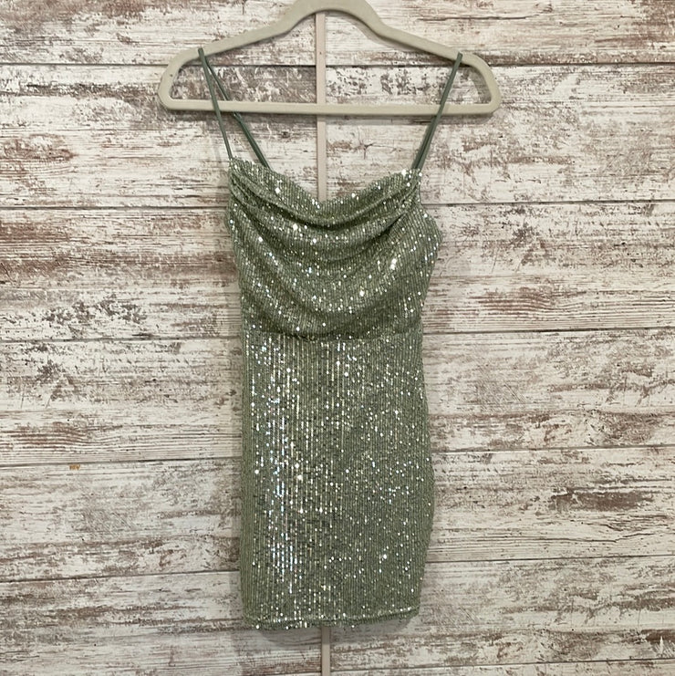 GREEN SEQUIN SHORT DRESS