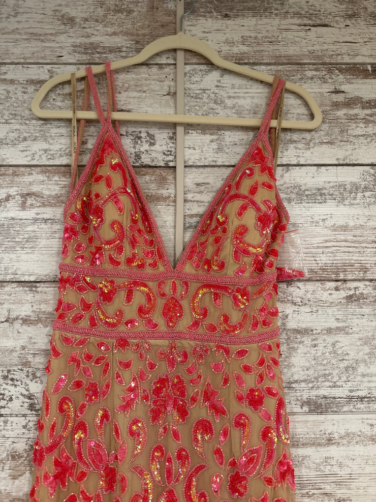 PINK/NUDE BEADED LONG DRESSNEW