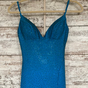 TEAL SPARKLY LONG EVENING GOWN