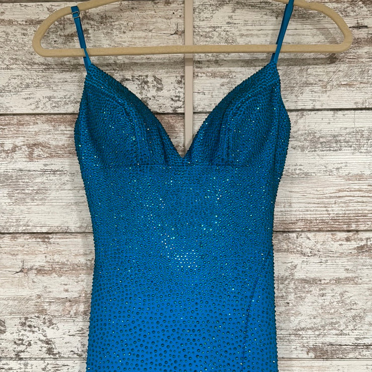 TEAL SPARKLY LONG EVENING GOWN