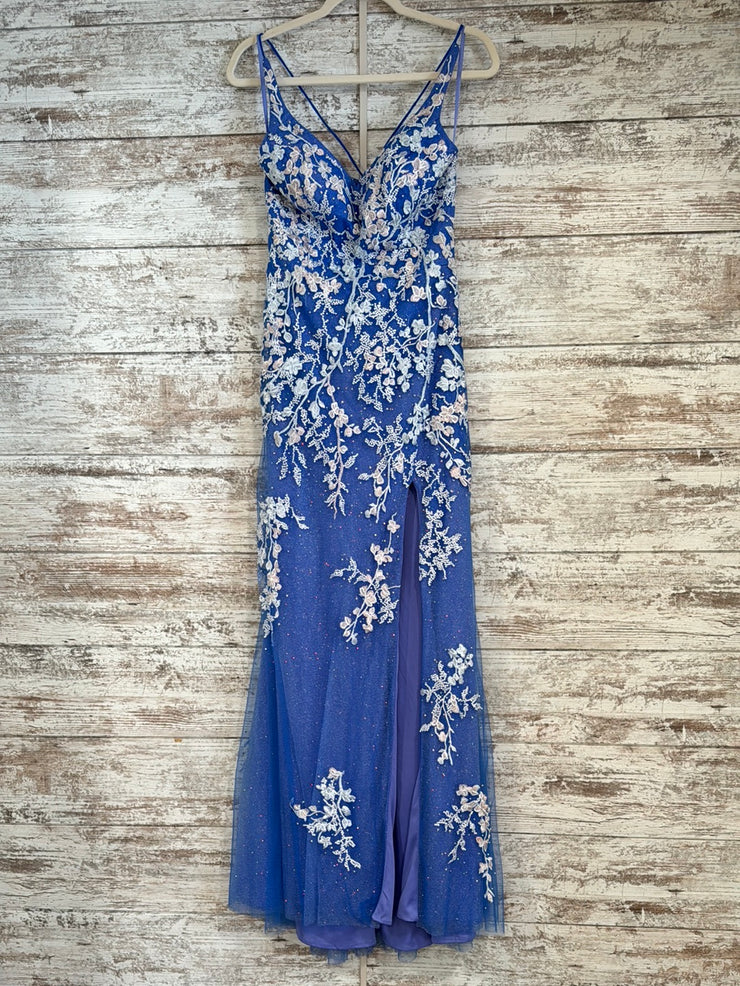 BLUE/WHITE FLORAL LONG DRESS