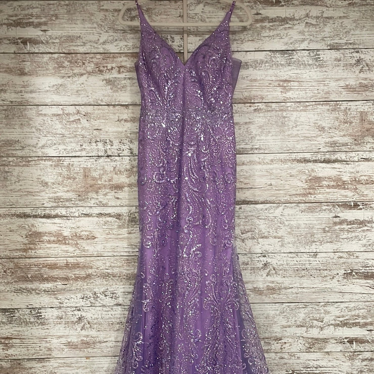 PURPLE SPARKLY MERMAID GOWN