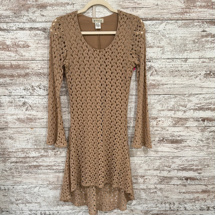 TAN CROCHET SHORT DRESS