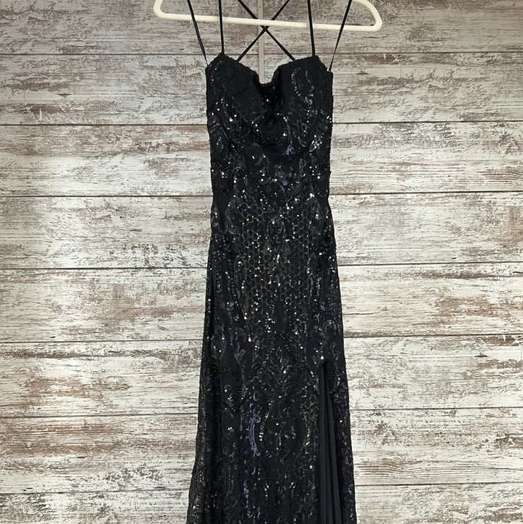 BLACK FULL SEQUIN LONG DRESS