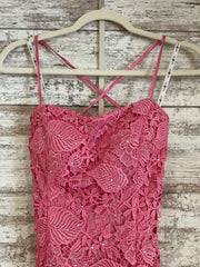 PINK LACE LONG EVENING GOWN