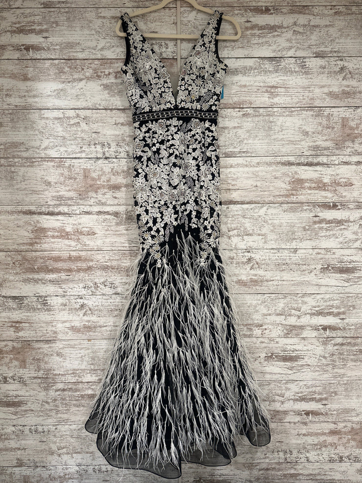 BLACK/WHITE FEATHER GOWN $700