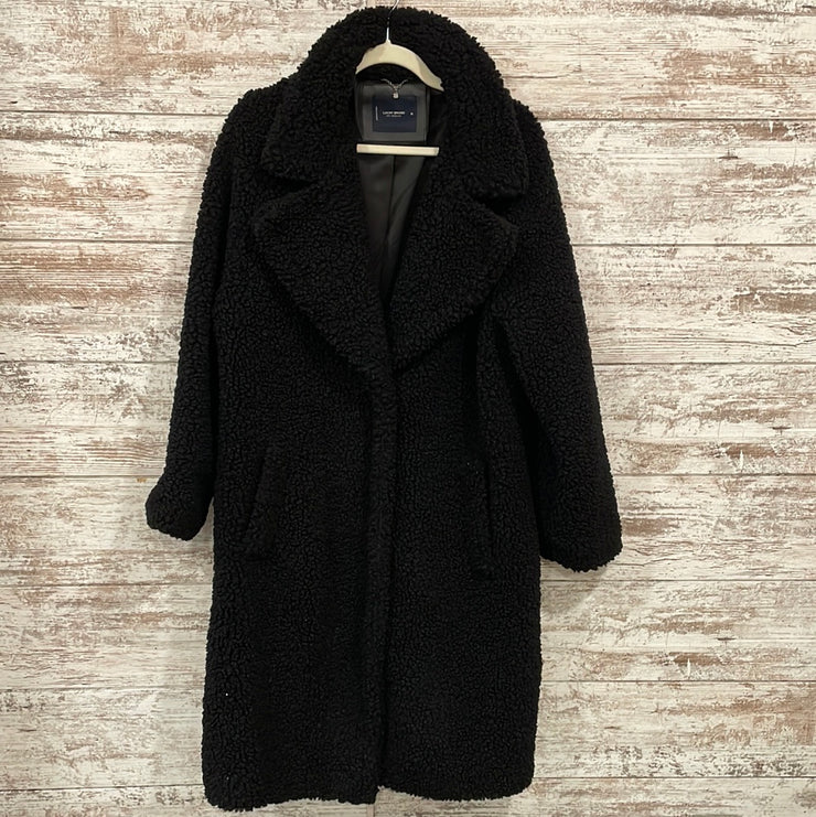 BLACK FAUX FUR SHERPA COAT$219