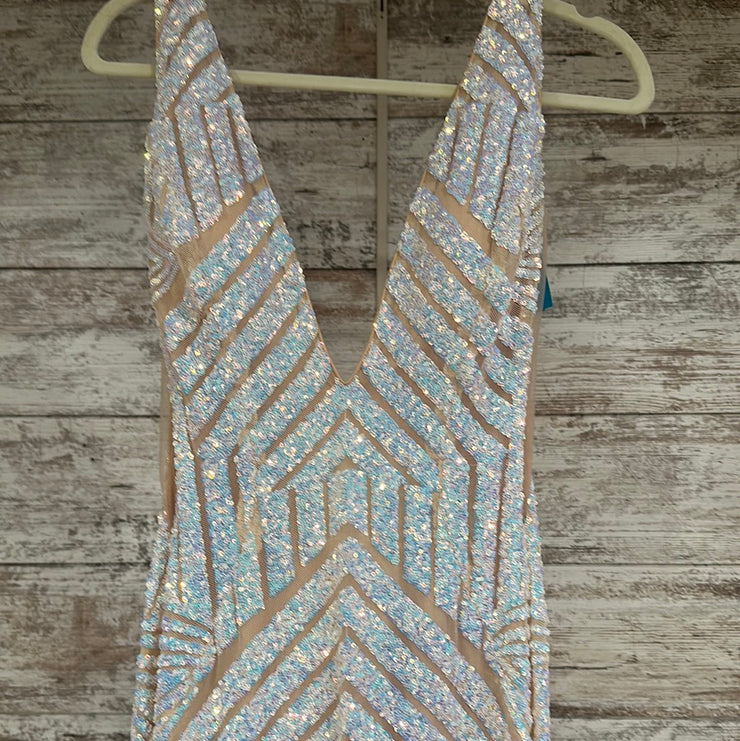 WHITE/PINK MERMAID LONG GOWN