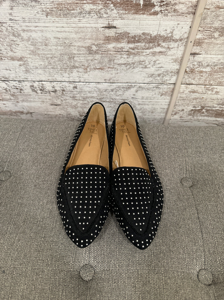 BLACK/SILVER SLIP ON SHOES