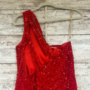 RED SEQUIN LONG EVENING GOWN