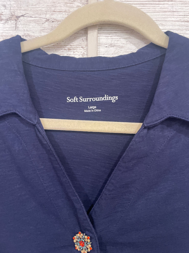 NAVY BUTTON DOWN TUNIC $79