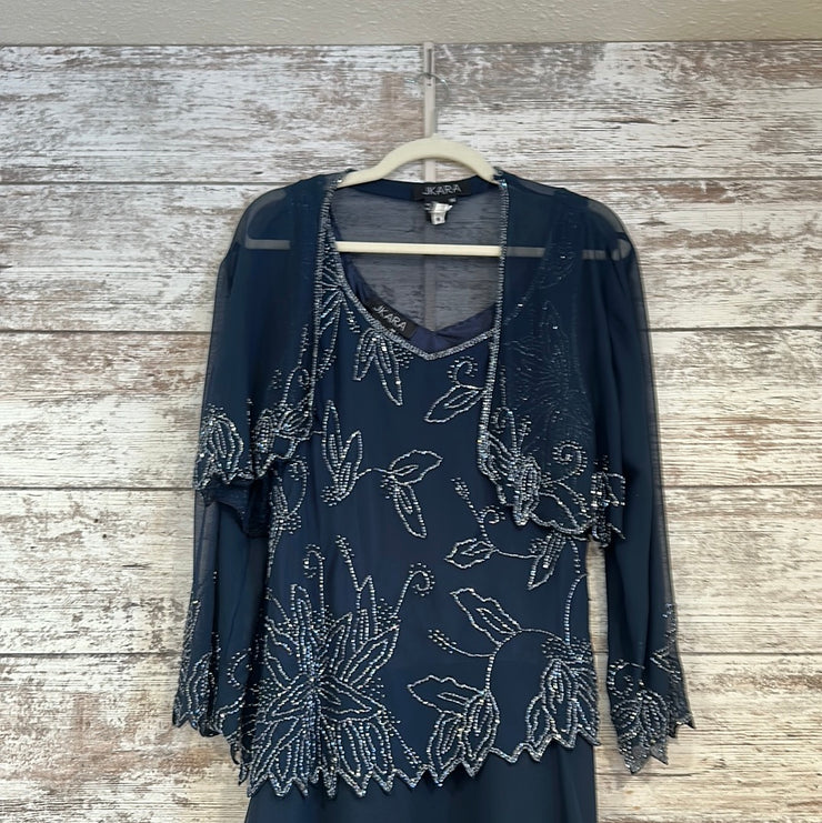 NAVY 2 PC. BEADED DRESS SET