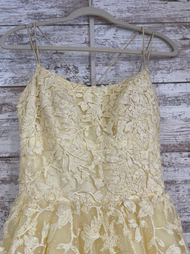 YELLOW/FLORAL A LINE GOWN