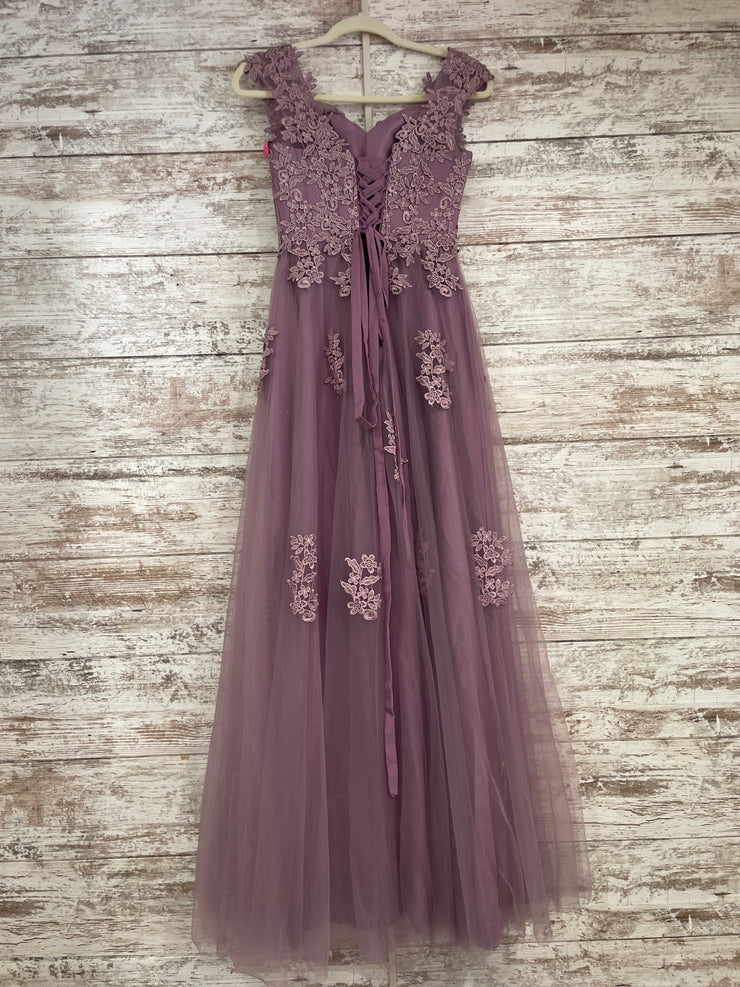 LAVENDER/FLORAL A LINE GOWN