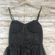 BLACK SPARKLY A LINE GOWN