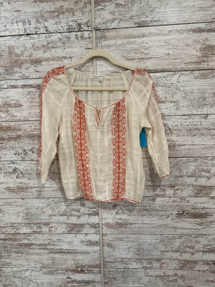 IVORY/ORANGE 100% COTTON TOP