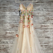 TAN/FLORAL PRINCESS GOWN