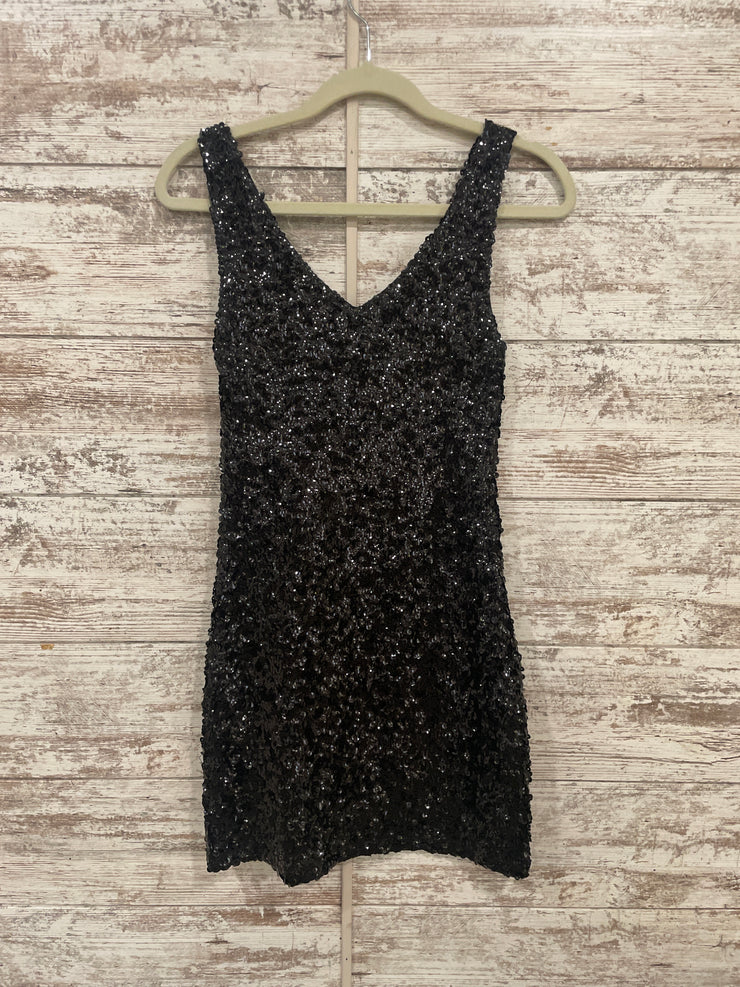 BLACK FULL SEQUIN SHORT DRESS