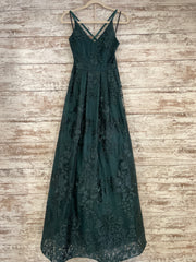 GREEN/FLORAL A LINE GOWN