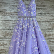 LAVENDER/FLORAL A LINE GOWN