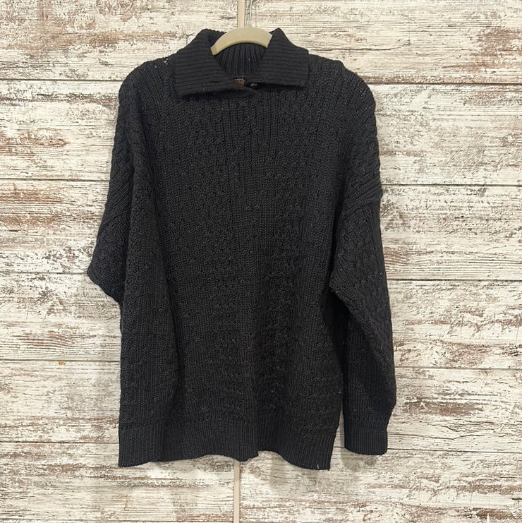 BLACK WOOL/MOHAIR SWEATER