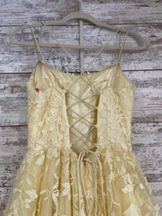 YELLOW/FLORAL A LINE GOWN