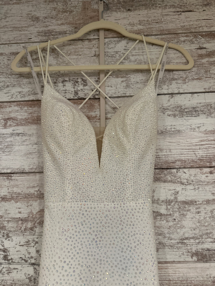 WHITE BEADED LONG DRESS (NEW)