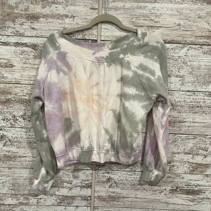 GREEN/PURPLE CROP SWEATSHIRT