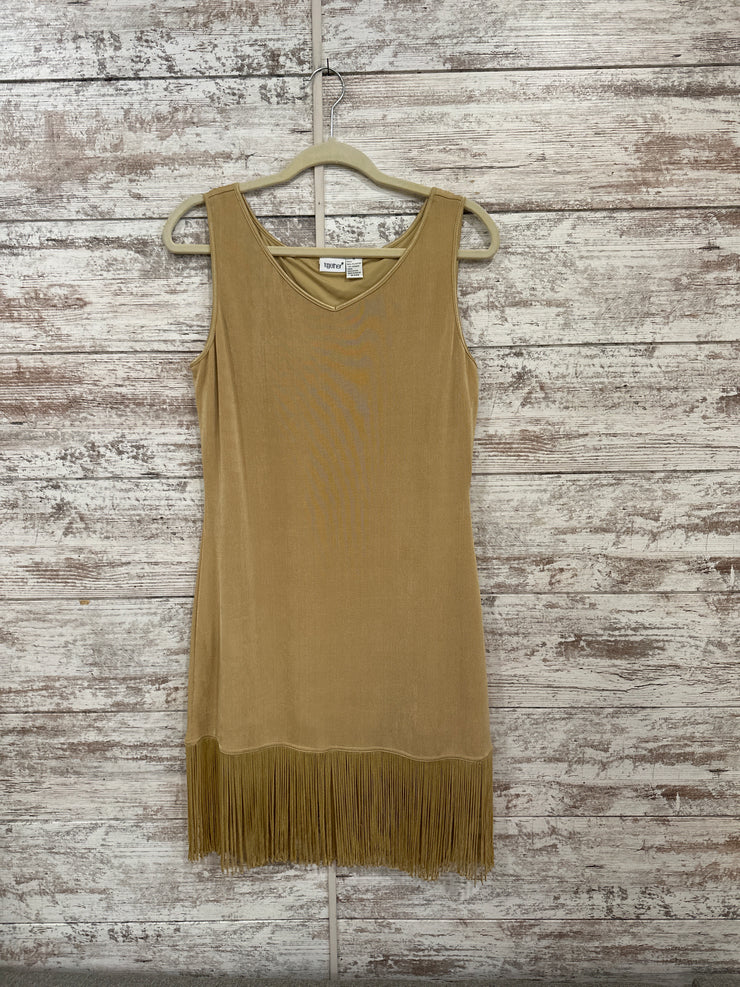 GOLD FRINGE SLEEVELESS DRESS