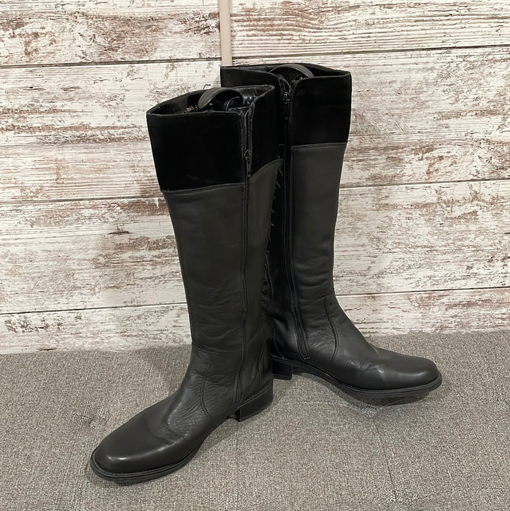BLACK TALL LEATHER BOOTS $150
