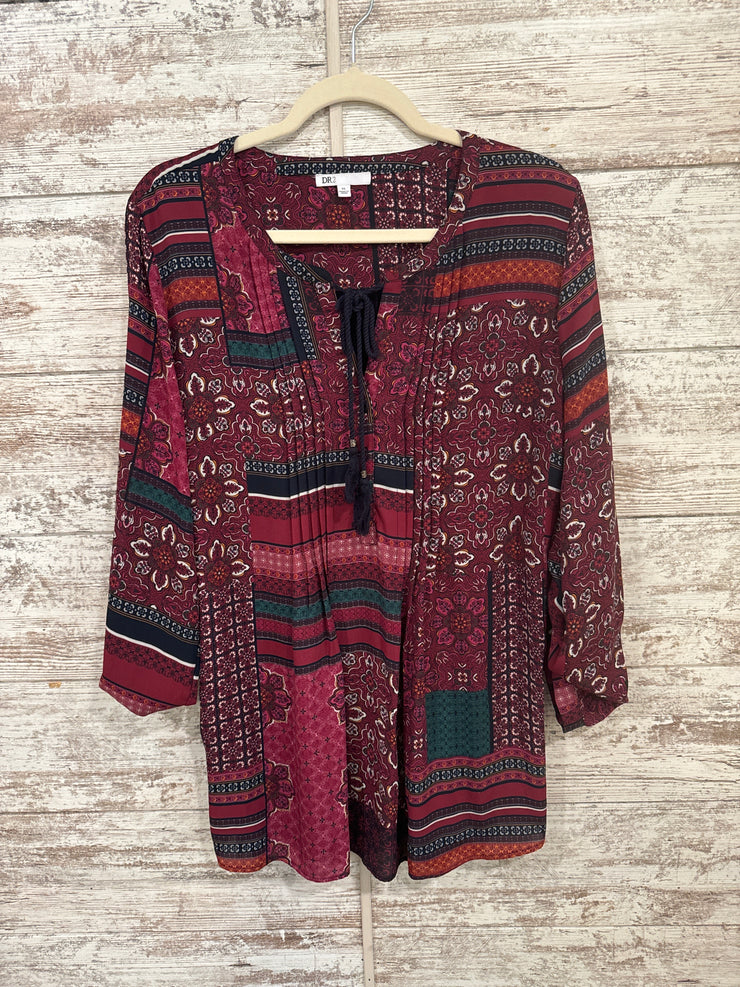 BURGUNDY FLORAL LONG SLEEVE$59