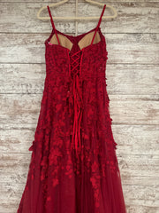 RED/FLORAL SPARKLY A LINE GOWN