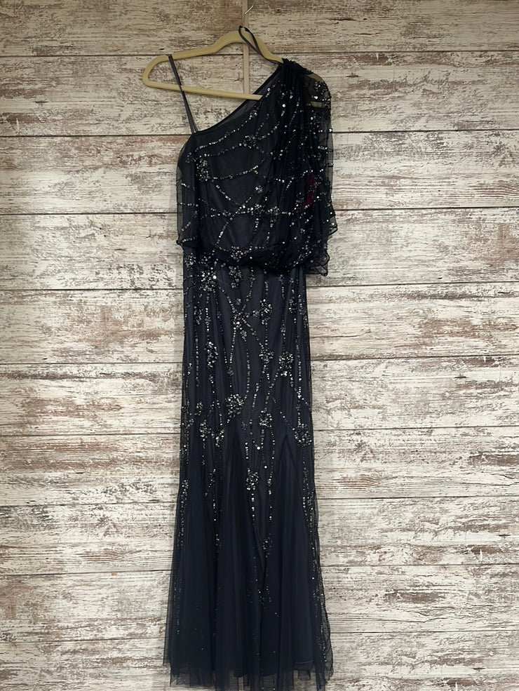 NAVY ONE SHOULDER LONG DRESS