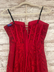 RED LACE LONG EVENING GOWN-NEW