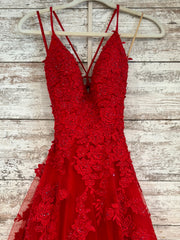 RED/FLORAL A LINE GOWN