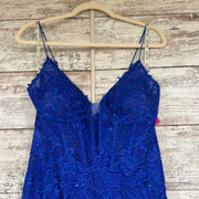 ROYAL BLUE/FLORAL LONG EVENING